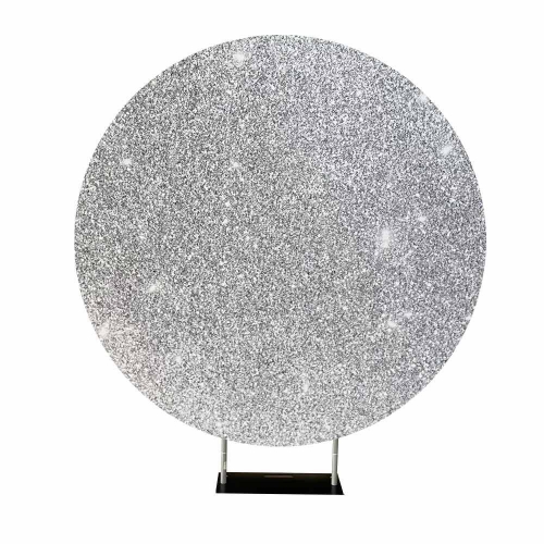 Lombard Vivid Round Backdrop Silver Glitter 2m HIRE
