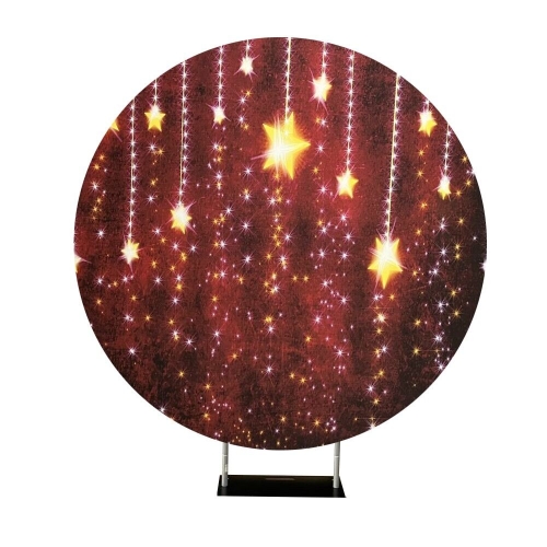 Lombard Vivid Round Backdrop Red Stars 2m HIRE