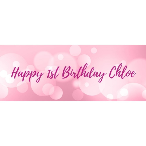 Lombard Personalised Banner 1st Birthday Pink 40cm x 1.1m Ea