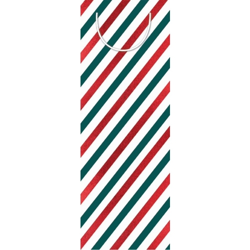 Christmas Gift Bottle Bag Stripes 12cm x 35cm Ea LIMITED STOCK