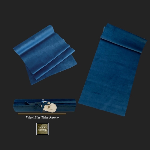 Table Runner Velvet Dark Blue 28cm x 3m ea