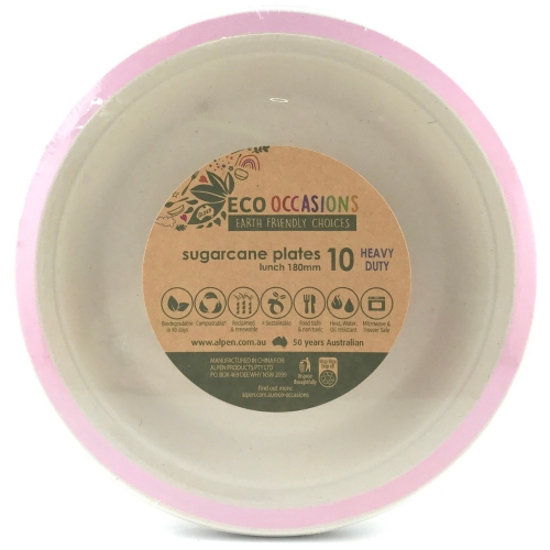 Sugar Cane Plate Light Pink 18cm Pk 10