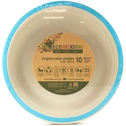 Sugar Cane Plate Light Blue 18cm Pk 10