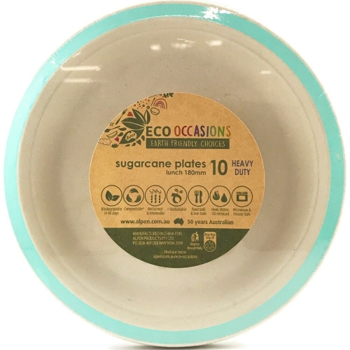 Sugar Cane Plate Mint Green 18cm Pk 10 CLEARANCE