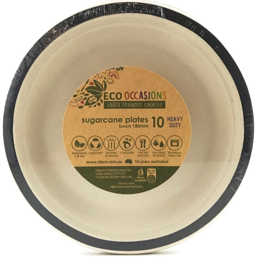 Sugar Cane Plate Black 18cm Pk 10