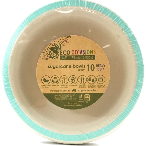 Sugar Cane Bowl Mint Green 16cmPk 10 CLEARANCE