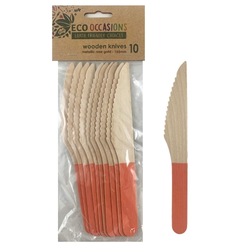Knife Wooden Rose Gold Pk 10 CLEARANCE