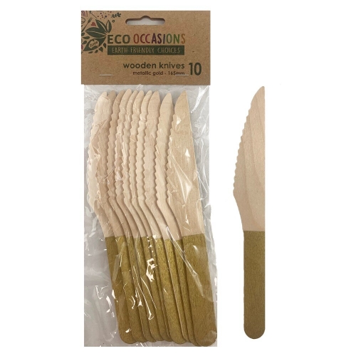 Knife Wooden Gold Pk 10 CLEARANCE