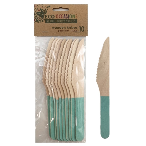 Knife Wooden Mint Green Pk 10 CLEARANCE