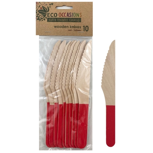 Knife Wooden Red Pk 10