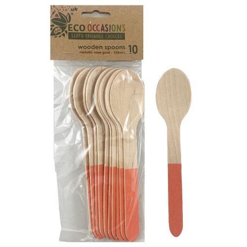 Spoon Wooden Rose Gold Pk 10 CLEARANCE