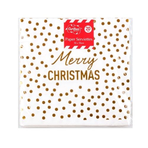 Christmas Napkin Gold Confetti Foil Lunch Pk 20 LIMITED STOCK