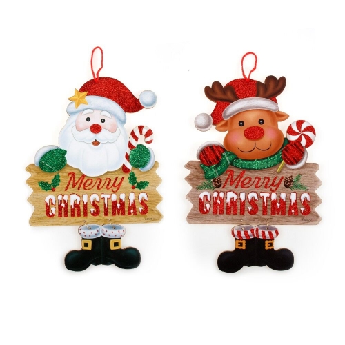 Christmas Character Sign Hanging 2 Assorted Ea