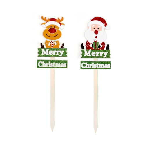 Christmas Stake Garden Character Sign 2 Assorted 70cm Ea
