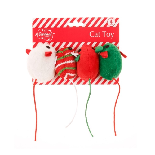 Christmas Cat Toy Mice Pk 4 LIMITED STOCK