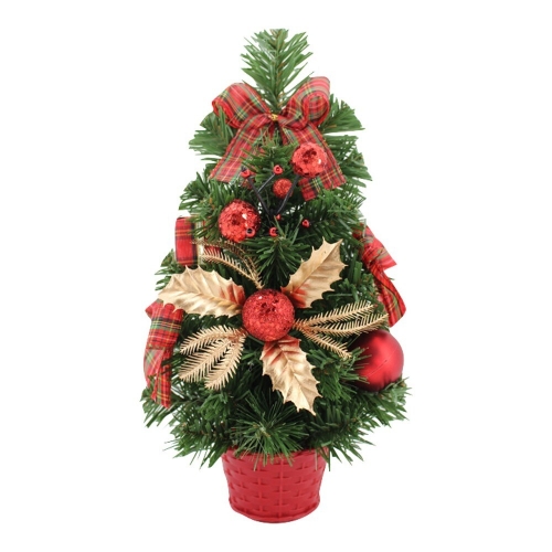Christmas Tree Poinsettia Decorated 30cm Ea