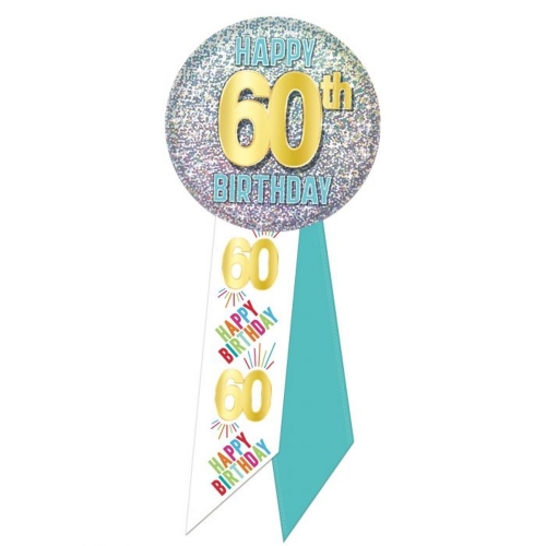 Ribbon 60th Birthday Award 13cm Ea