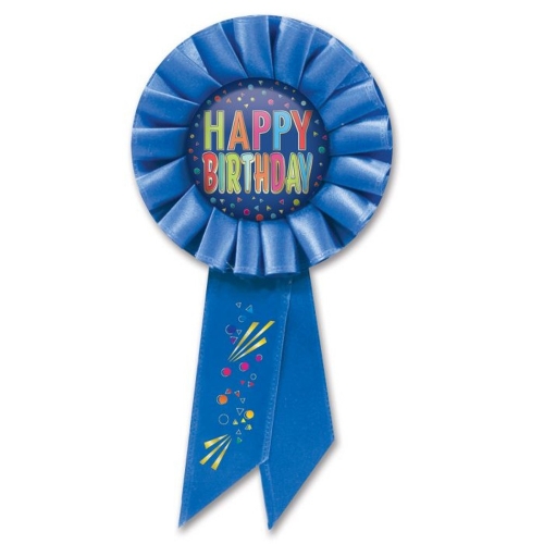 Ribbon Happy Birthday Blue Award 16cm Ea