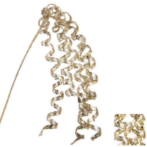 Christmas Pick Gold Spiral Glitter 70cm Ea