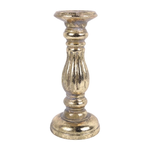 Christmas Candle Holder Antique Gold 23cm Ea LIMITED STOCK