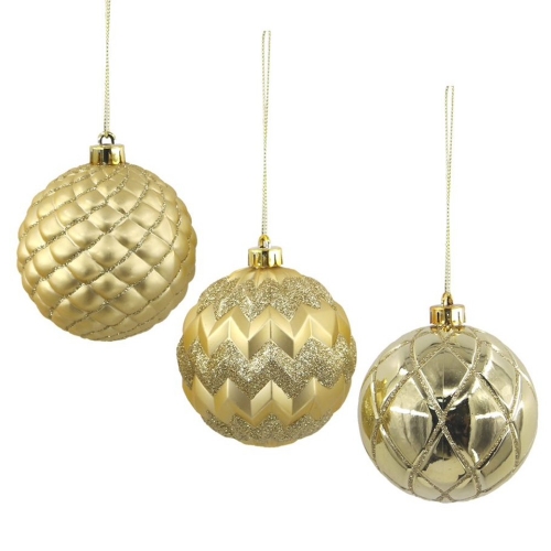 Christmas Balls Champagne Gold Assorted 8cm Ea