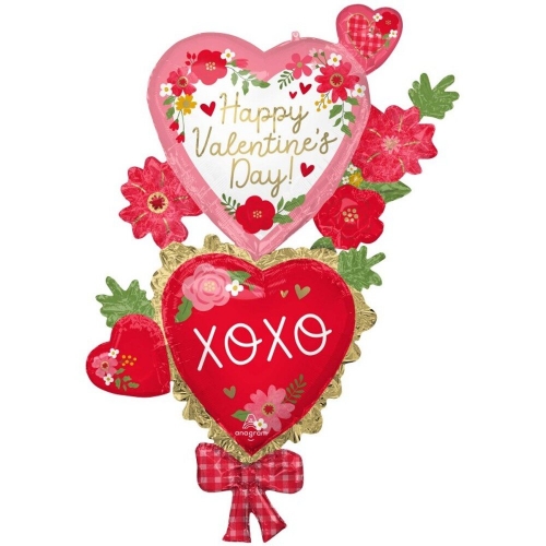 Balloon Foil Giant Multi Valentine Floral 1.3m Ea LIMITED STOCK