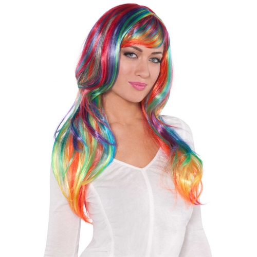 Wig Glamourous Rainbow Long Ea