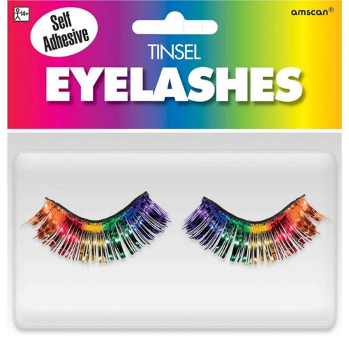Eyelashes Tinsel Rainbow 1.2cm x 2.5cm Ea