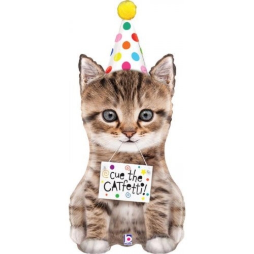 Balloon Foil Supershape Cue the Catfetti Cat 1m Ea