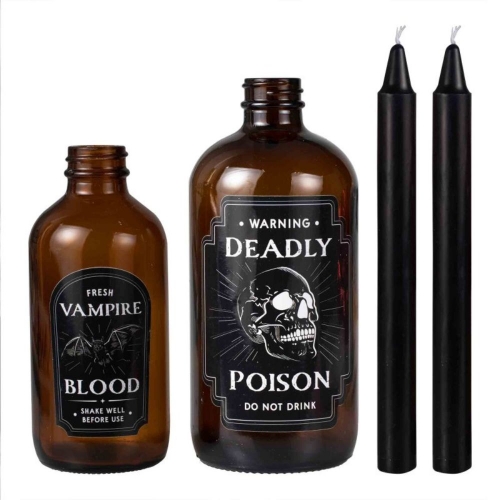 Deadly Soiree Candle Holder Bottles with Candles Pk 4