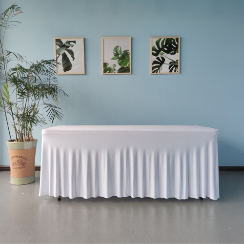 Table Cover Skirting Rectangle 1.8m Spandex White Ea