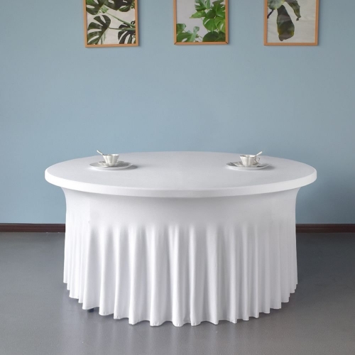 Table Cover Skirting Round 1.5m Spandex White Ea
