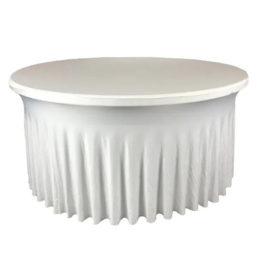 Table Cover Skirting Round 1.5m Spandex White Ea