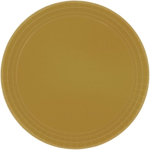 Plate Paper Dinner 23cm Metallic Gold Pk 20