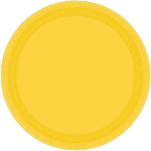 Plate Paper Dinner 23cm Yellow Pk 20
