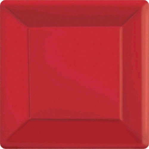 Plate Paper Dinner Square 23cm Red Pk 20