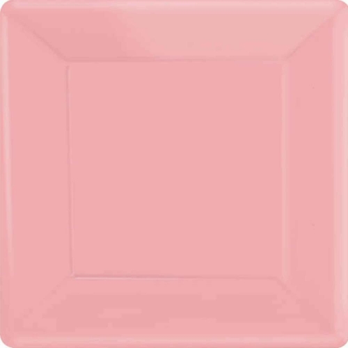 Plate Paper Dinner Square 23cm Pink Pk 20