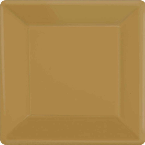 Plate Paper Dinner Square 23cm Metallic Gold Pk 20