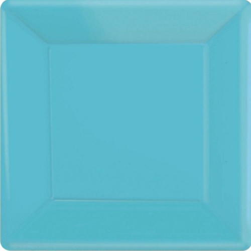Plate Paper Dinner Square 23cm Caribbean Blue Pk 20