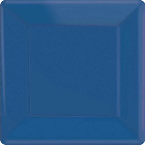 Plate Paper Dinner Square 23cm Blue Pk 20