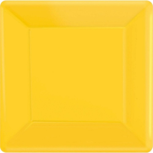 Plate Paper Dinner Square 23cm Yellow Pk 20