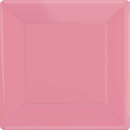 Plate Paper Snack Square 17cm Pink Pk 20