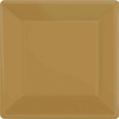 Plate Paper Snack Square 17cm Metallic Gold Pk 20