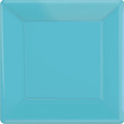 Plate Paper Snack Square 17cm Caribbean Blue Pk 20