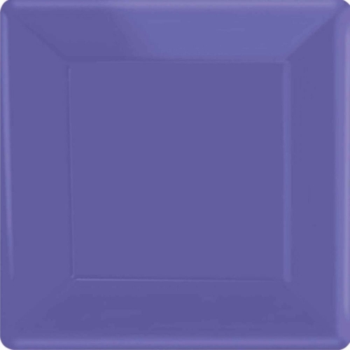 Plate Paper Snack Square 17cm Purple Pk 20