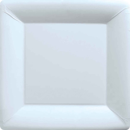 Plate Paper Snack Square 17cm White Pk 20