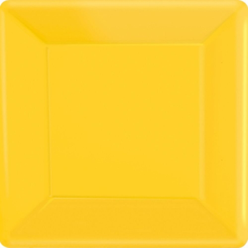 Plate Paper Snack Square 17cm Yellow Pk 20