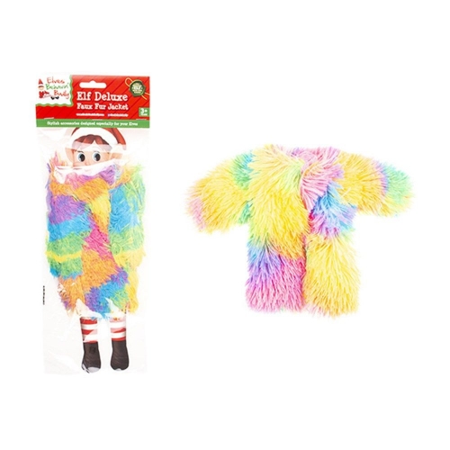 Christmas Elf BB Fur Jacket Rainbow Long Ea