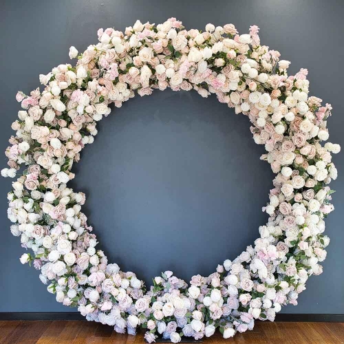 Floral Hoop with Artificial Roses Pastel Pinks 2.4m HIRE