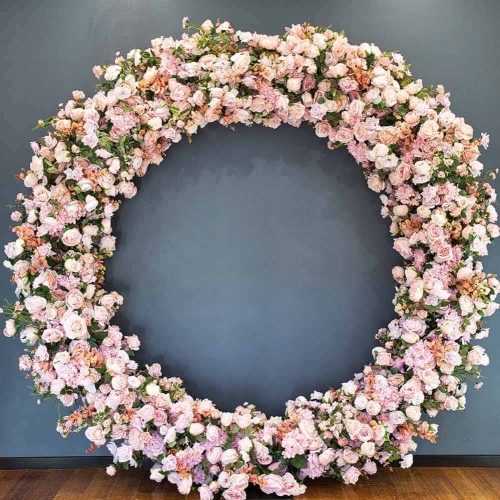 Floral Hoop with Artificial Roses Dusty Pinks 2.4m HIRE